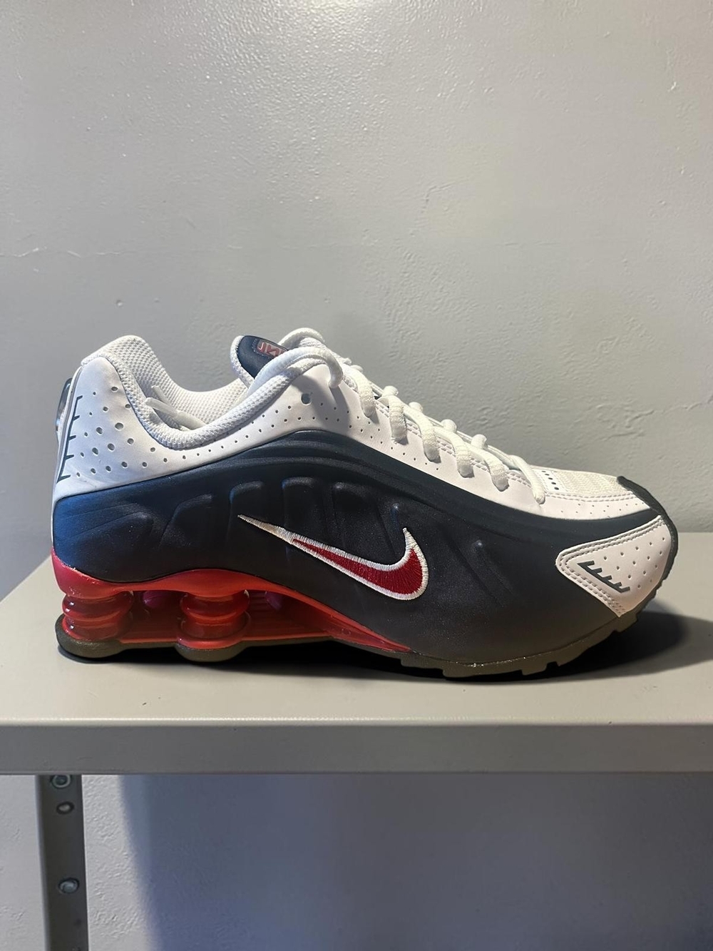 Nike White, Black & Red Shox Athletic Sneaker